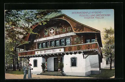 AK Dresden, Internat. Hygiene-Ausstellung 1911, Schweizer Pavillon