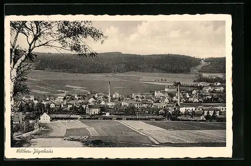 AK Wilthen i. Sa., Stadtpanorama mit Waldhaus Jägerhaus