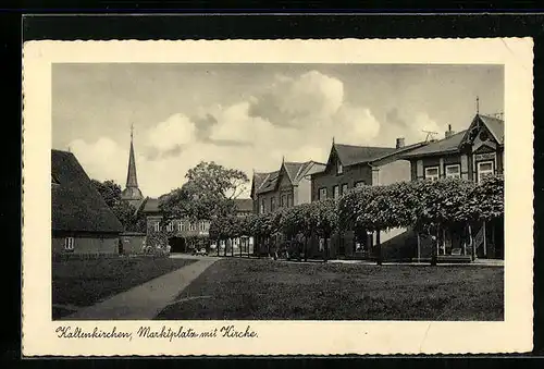 AK Kaltenkirchen, Marktplatz mit Kirche