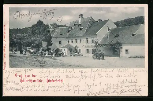 AK Hinterbrühl, Gasthaus Höldrichsmühle mit Pferdewagen