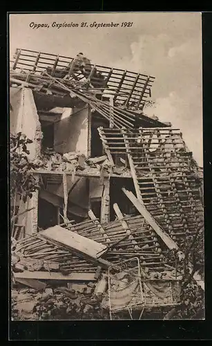 AK Oppau, Explosion 1921, Zerstörtes Haus