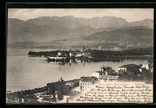 AK Gmunden, Schloss Ort u. Höllengebirge