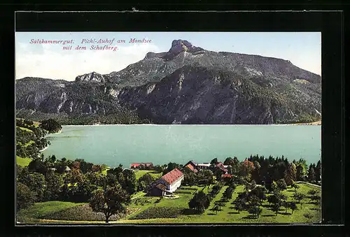 AK Pichl-Auhof am Mondsee /Salzkammergut, Ort mit dem Schafberg