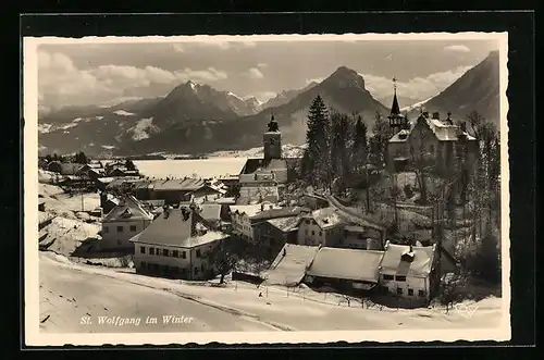 AK St. Wolfgang, Ortsansicht im Winter