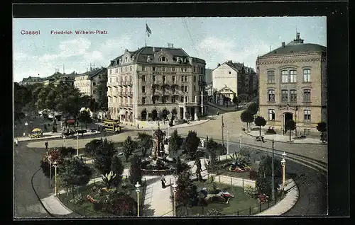 AK Cassel, Friedrich Wilhelm-Platz mit Strassenbahn