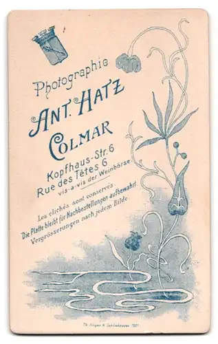 Fotografie Ant. Hatz, Colmar, Kopfhaus-Strasse 6, Soldat mit Bajonett und Portepee in Uniform