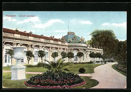 AK Potsdam, Schloss Sanssouci, Seitenansicht