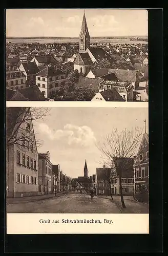 AK Schwabmünchen, Ortsansicht mit Kirche