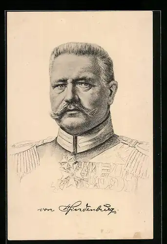 AK Paul von Hindenburg in Uniform mit Orden