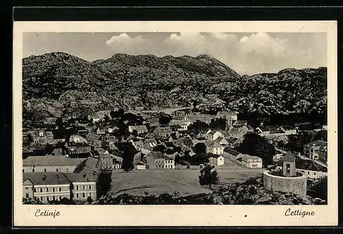 AK Cetinje, Ortsansicht aus der Vogelschau