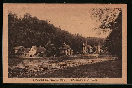 AK Treseburg i. Harz, Villenpartie an der Bode