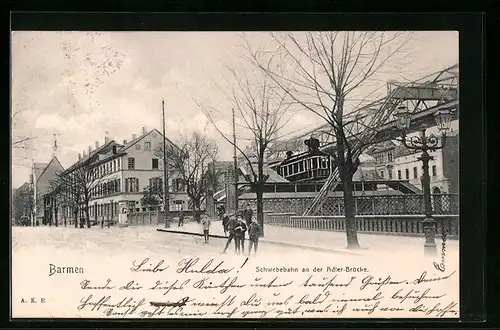 AK Barmen, Schwebebahn an der Adler-Brücke