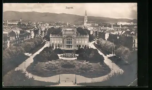 AK Zagreb, Panorama mit Kirche