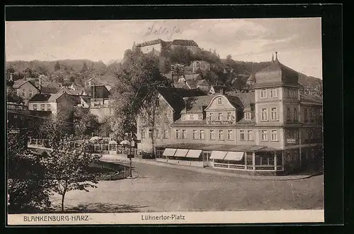 AK Blankenburg /Harz, Gebirgs-Hotel am Lühnertor-Platz