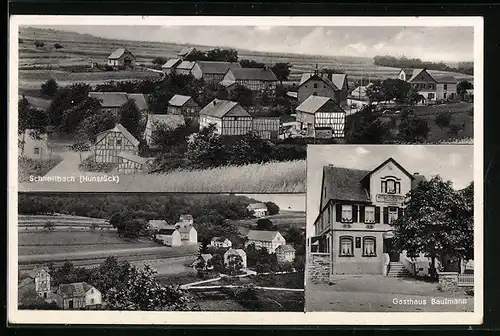 AK Schnellbach /Hunsrück, Gasthaus Baulmann, Ortspartie, Teilansicht