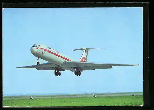 AK Turbinenluftstrahlverkehrsflugzeug IL 62 von der Fluggesellschaft Interflug