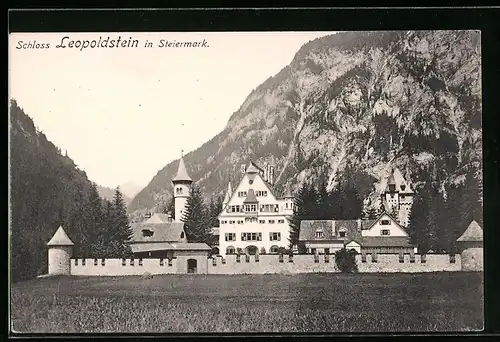 AK Eisenerz, Schloss Leopoldstein mit Bergpanorama