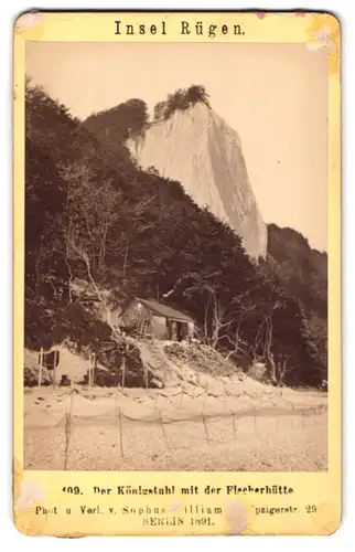 Fotografie Sophus Williams, Berlin, Ansicht Rügen, Partie an der Fischerhütte unter dem Königstuhl