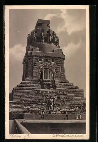 AK Leipzig, Völkerschlachtdenkmal, Gott mit uns