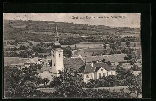 AK Dechantskirchen, Ortspartie mit Kirche