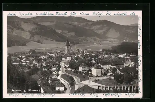 AK Judenburg, Panorama vom Berg aus gesehen