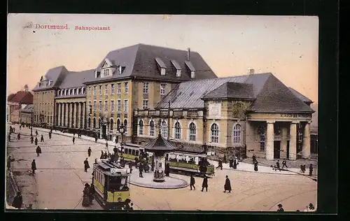 AK Dortmund, Bahnpostamt mit Strassenbahn