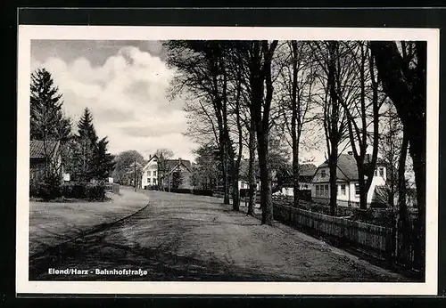 AK Elend /Harz, Bahnhofstrasse mit Bäumen