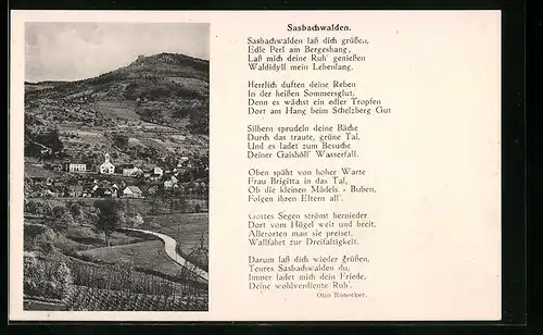 AK Sasbachwalden, Totalansicht, Gedicht von Otto Ronecker