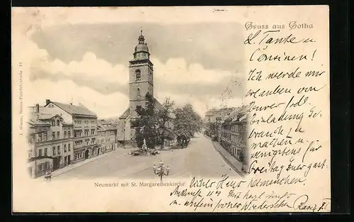 AK Gotha, Neumarkt mit St. Margarethenkirche