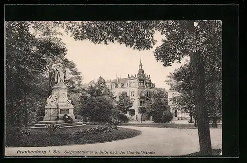 AK Frankenberg i.Sa., Siegesdenkmal u. Blick nach der Humboldstrasse