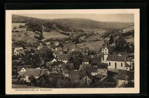 AK Heigenbrücken im Spessart, Ortsansicht mit Kirche