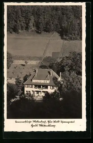 AK Mellenbach, Gasthof und Pension Haus Weissenburg aus der Vogelschau