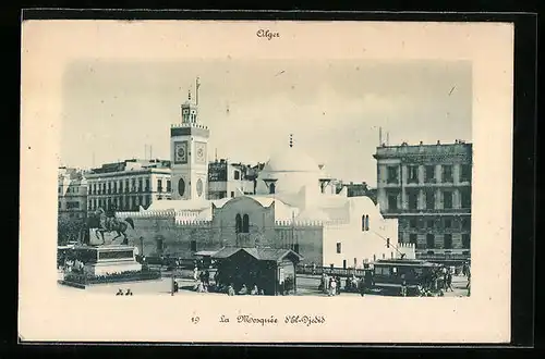 AK Alger, La Mosquée El-Djedid, Strassenbahn