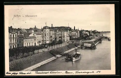 AK Bonn, Rheinwerft aus der Vogelschau