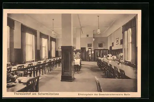 AK Theresienhof am Scharmützelsee, Erholungsheim des Gewerkskrankenvereins Berlin, Innenansicht