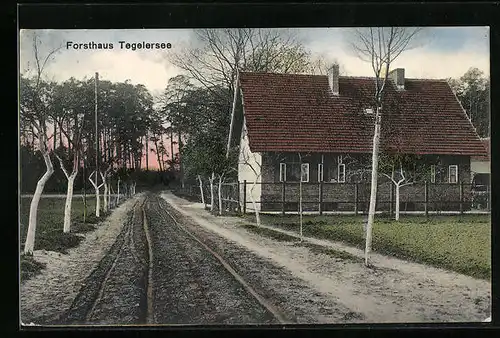 AK Berlin-Tegel, Tegelersee, Ortspartie mit Forsthaus