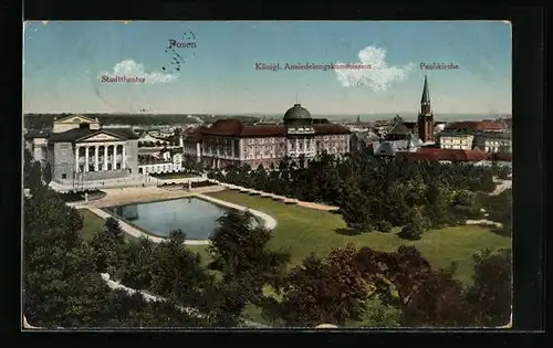 AK Posen, Königliche Ansiedlungskommission, Paulikirche und Stadttheater