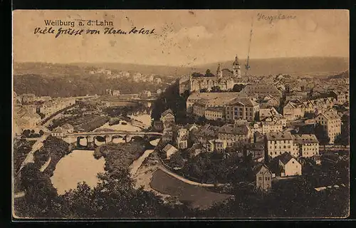 AK Weilburg /Lahn, Ortsansicht mit Brücken