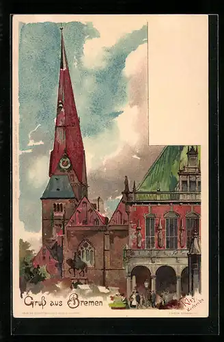 Künstler-AK Heinrich Kley: Bremen, Denkmal an der Kirche