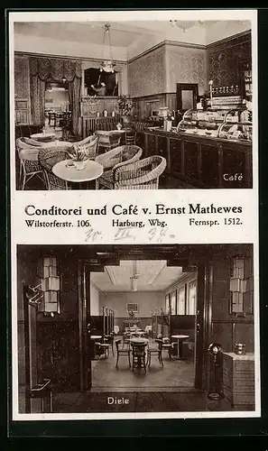 AK Harburg, Conditorei und Cafe v. Ernst Mathewes, Wilstorferstr. 106