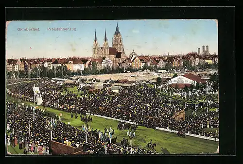 AK Preisfahnenzug auf dem Oktoberfest