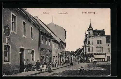 AK Senftenberg-L., Rathaus, Kreuzstrasse