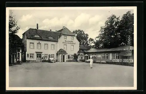 AK Freiberg /Sa., Gasthaus-Pension und Tankstelle Fernesiechenhof Paul Schleissing