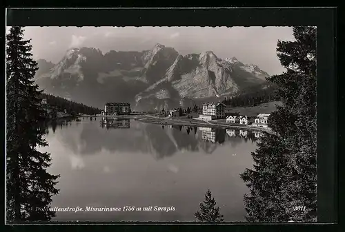 AK Misurina, Misurinasee mit Sorapis, Dolomitenstrasse