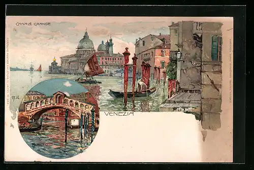 Lithographie Venezia, Canale Grande, Rialto