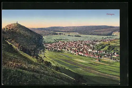 AK Ebingen, Gesamtansicht mit Umgebung aus der Vogelschau