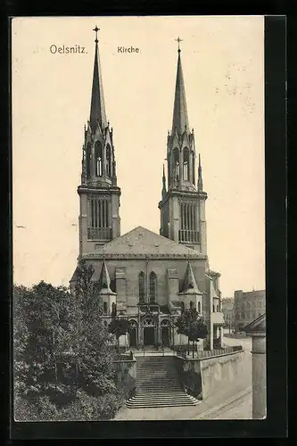 AK Oelsnitz, Blick auf die Kirche