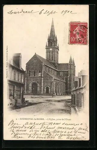 AK Sourdeval-la-Barre, L`Eglise, prise de l`Quest