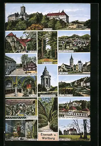 AK Eisenach, Wartburg und Stadtansichten