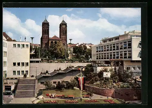 AK Pirmasens, Rathausplatz und Pirminius-Kirche